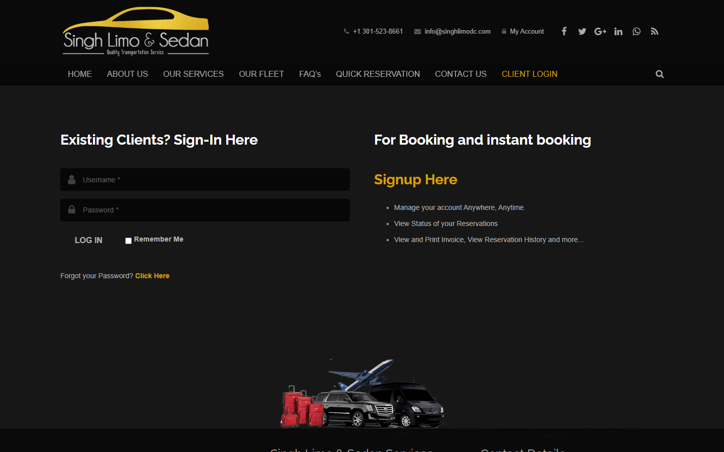 Client login — reservations, invoices, and history