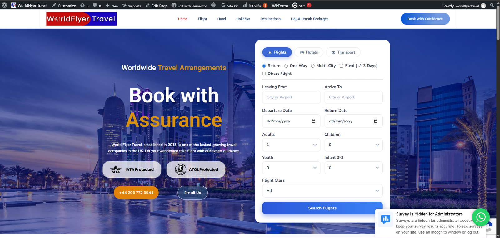 WordPress admin dashboard